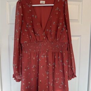 Wilfred Rust Floral Long Sleeve Dress